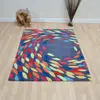Multi colours geometric pattern rug in resilient pure wool
