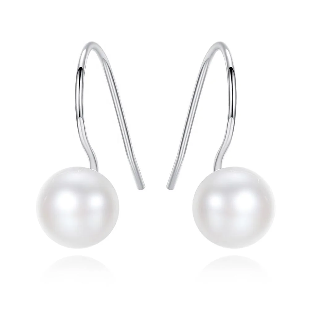 

CZCITY Simple Design 925 Sterling Silver Natural Freshwater Pearl Drop Earrings Women Wholesale Cheap Earrings