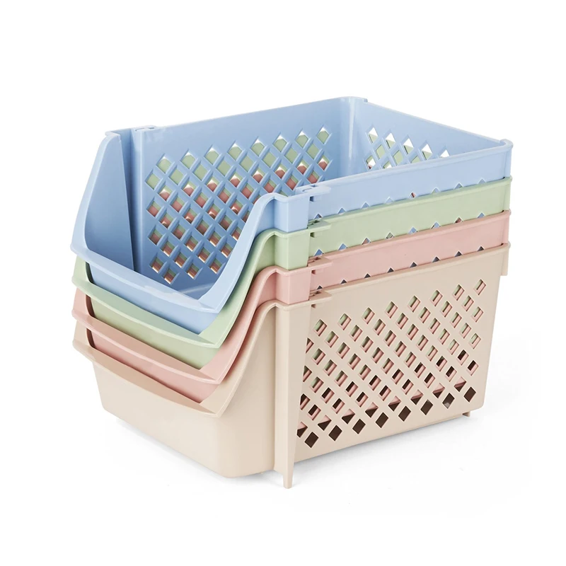 

Storage Bins Plastic Stackable Storage Bins for Food Fruits Files Mixed Color Storage Baskets, Assorted color