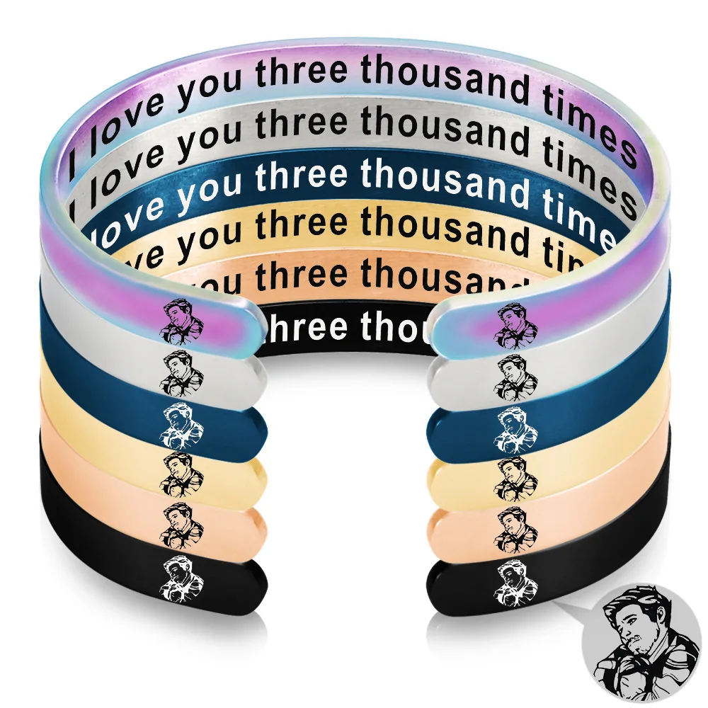 

2019 New Arrival Stainless Steel Men Bracelet Jewelry Bangles Bracelet For Men Fathers Day Gift Lettering Custom Men's Bracelets, As the pictures