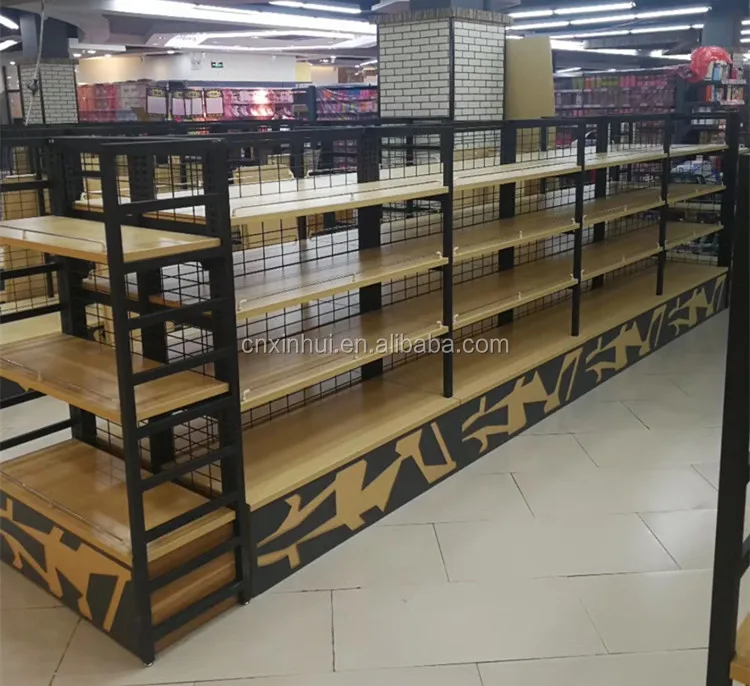 Supermarket Wood Gondola Shelving,Retail Shop Design Gondola Shelf
