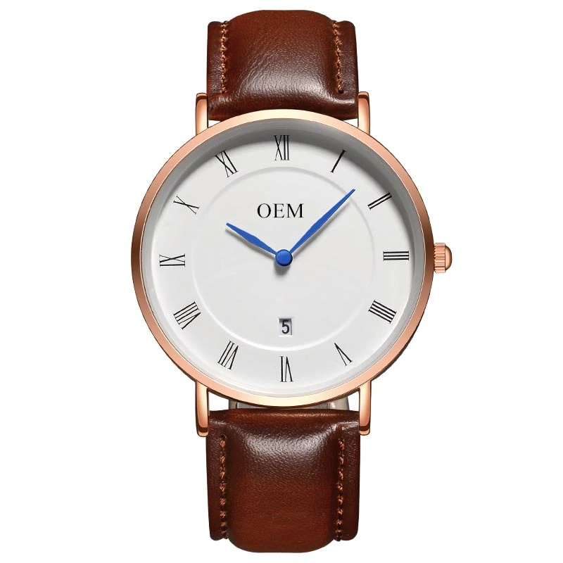 

Make Your Own Design Genuine Leather OEM Men Watches Ultra-thin Custom Logo Personalized Watch Yiwu Target Watch