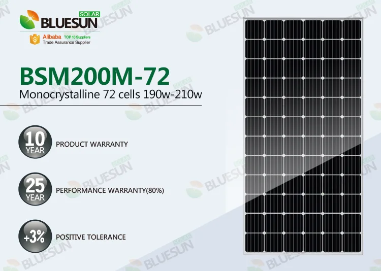 Bluesun 200W Monocrystalline Solar Panel - High Efficiency