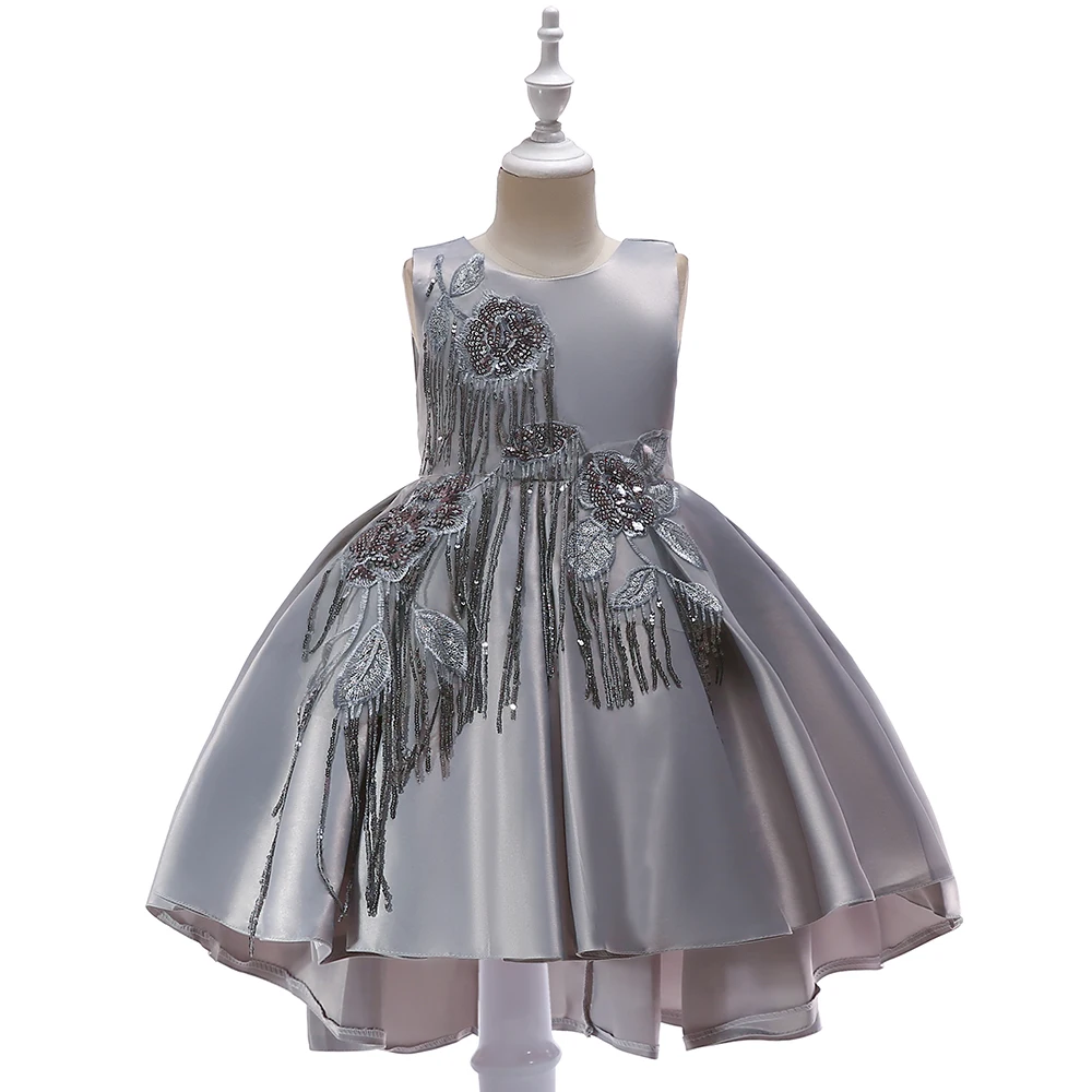 

Hot New Design Baby Girl Flower Dress Different Colors Kids Wedding Party Dress T5035, Sky blue.navy blue.dark green.champagne.grey.peach