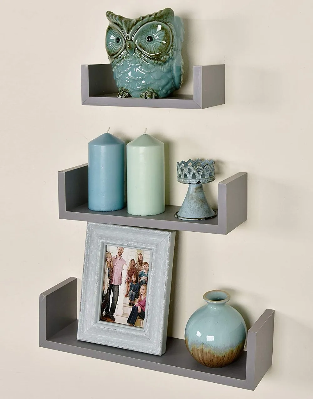 Set Of 3 Tiers Estante De Pared Black Wall Mount Shelves Living Room