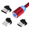 On stock magnetic phone cable for cell phone, type-c 3 in 1 braided charger charging magnetic no data magnet usb cable