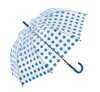 Auto Open PVC Clear Electric Blue Spots Umbrella