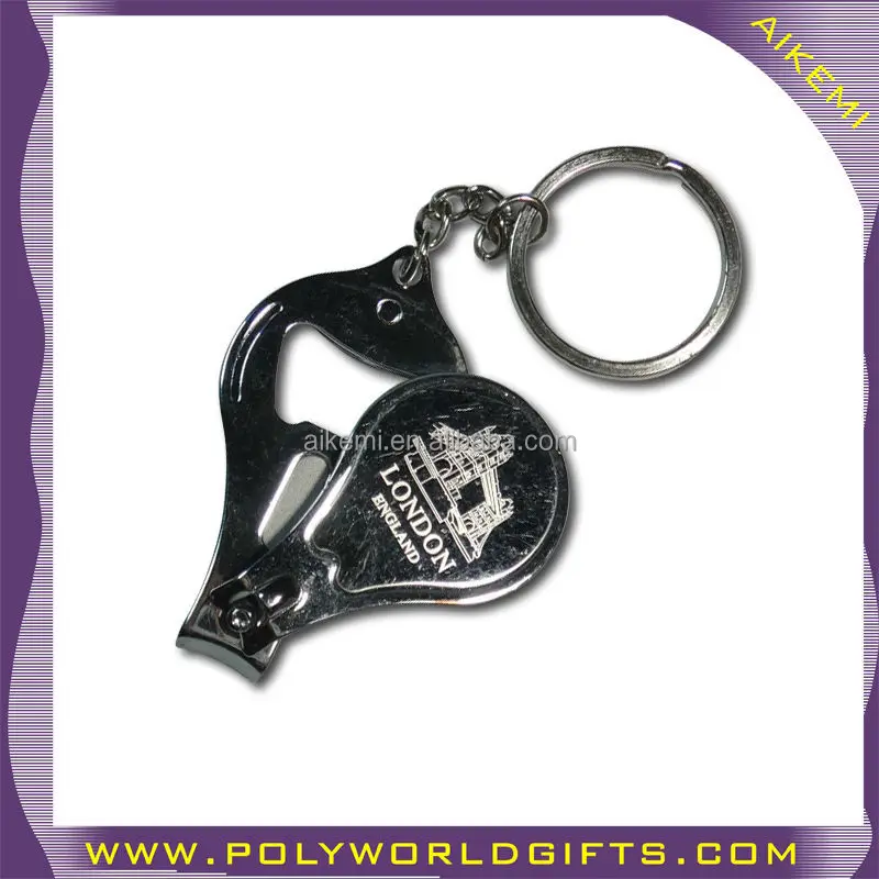 Multi Function Metal Nail Clipper Keychain,Stainless Steel Metal Nail
