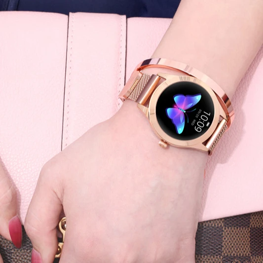 Manufacturer IP68 Waterproof Pedometer Heart Rate Monitor Ladies Round Bluetooth Wristwatches Women Bracelet Smart Watch 2019