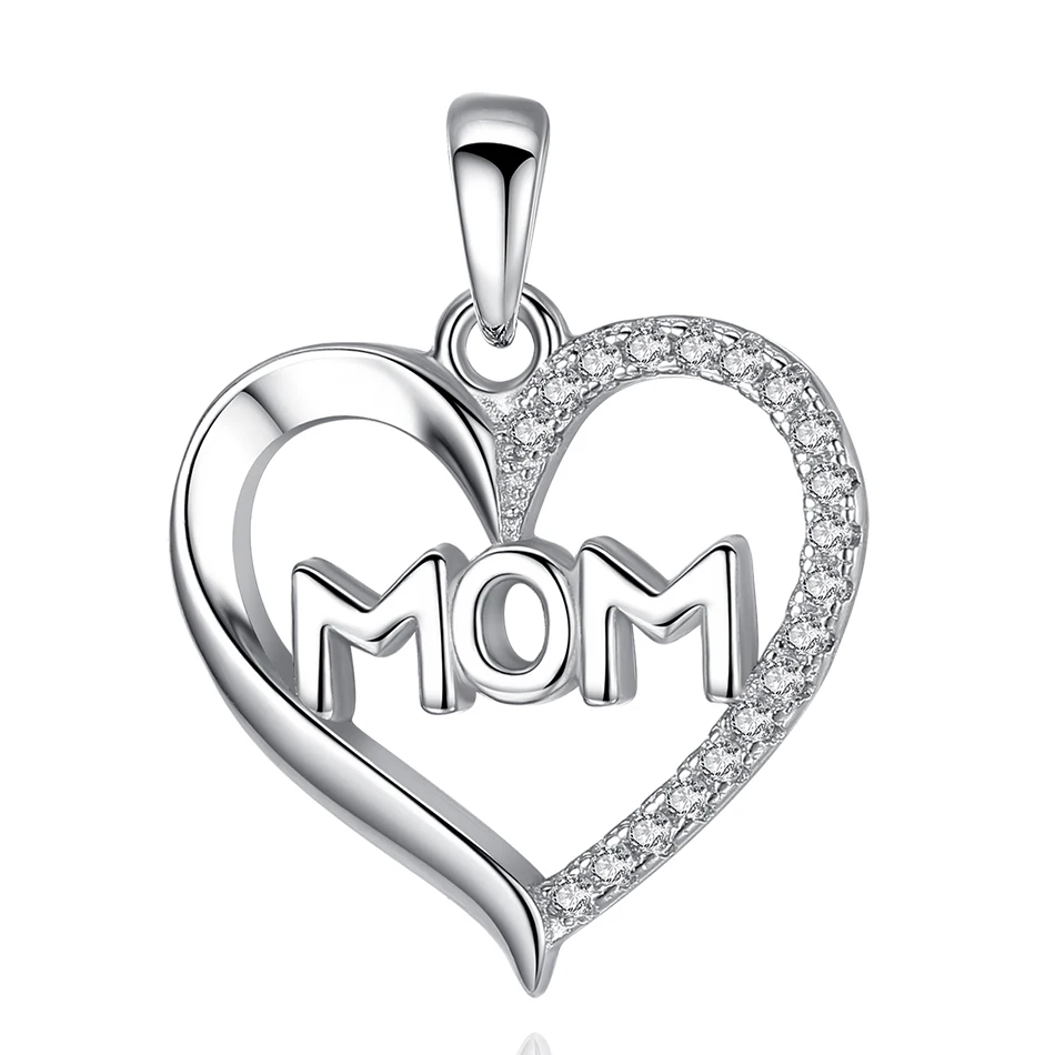 

Mother's Day 925 Sterling Silver Pendant Letter Alphabet MOM Love Heart Pendant For Women Necklace Jewelry Making