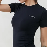 

Running Workout Shirts Women Stretchy Tops Seamless Short Sleeve Gym Sportswear