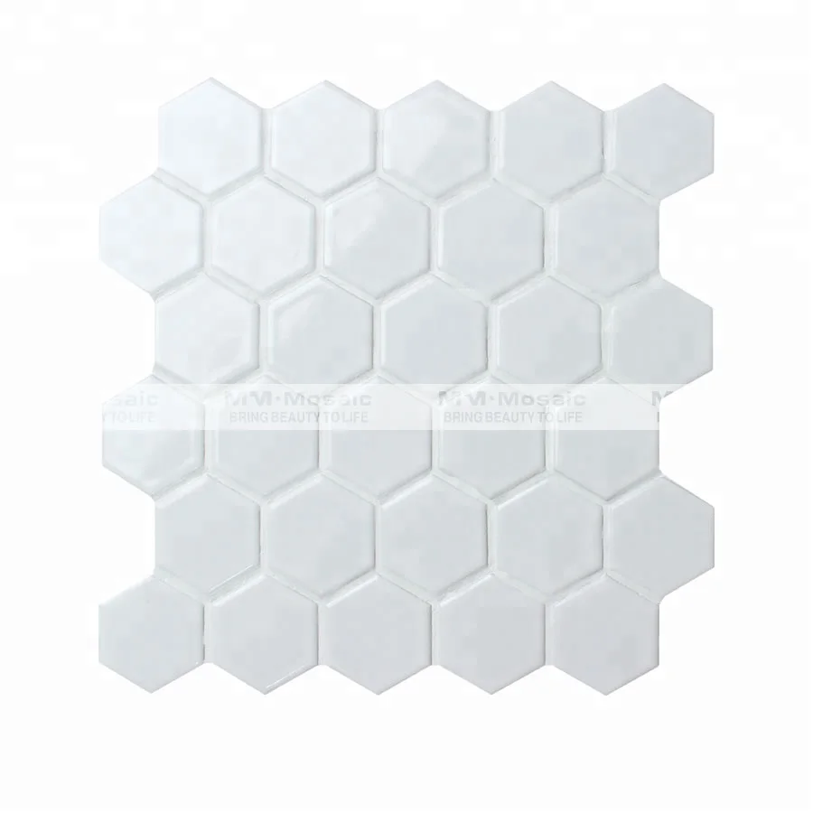 Precio bajo baño azulejo de pared hojas diseño de color blanco sólido