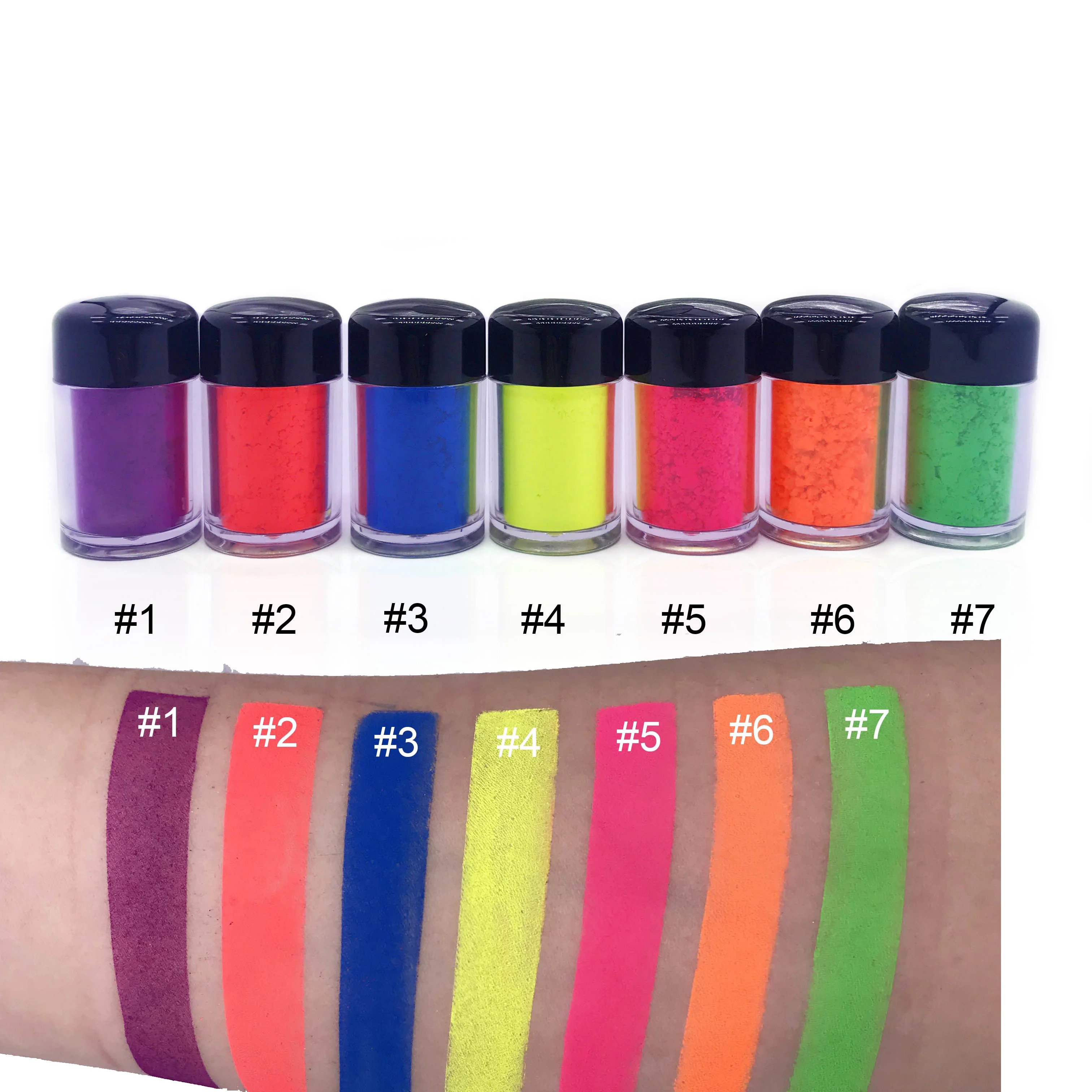 

Neon Pigment Single Eyeshadow Jar Powder No Logo Fluorescent Powder 7 Colors