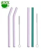 Reusable Glass Straws Clear Straight,Glass drinking straw for tumbler and cup,Color Barely Bent Glass Straw Set of 4 BPA FREE
