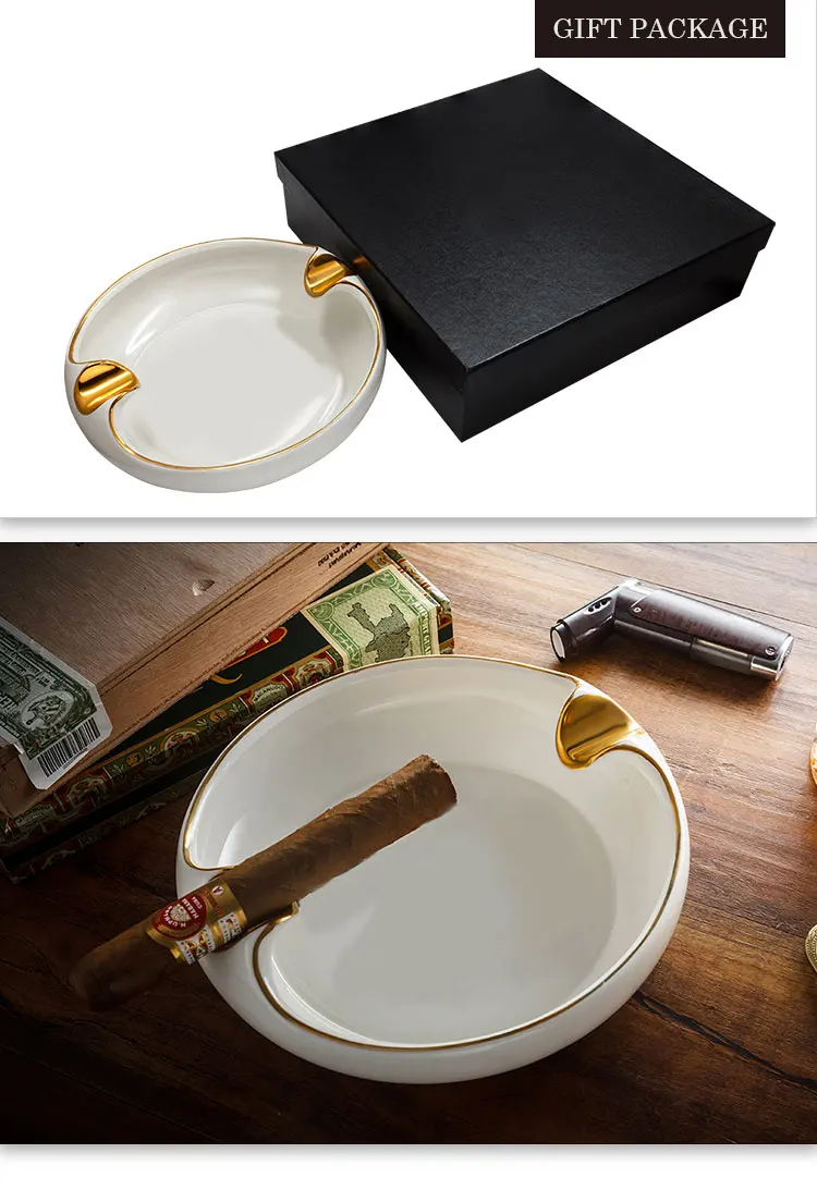 圆形陶瓷香烟雪茄烟灰缸