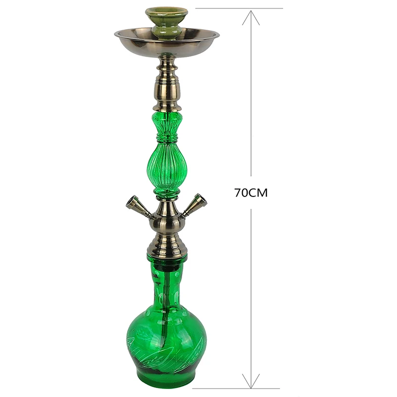 Big Metal Hookah Chicha 2 Hoses Shisha Pipes Colorful Glass Hookah Pot