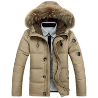 

Mens Winter Duck Down Jacket Fur Hooded Black Outdoor Winter Jacket Men