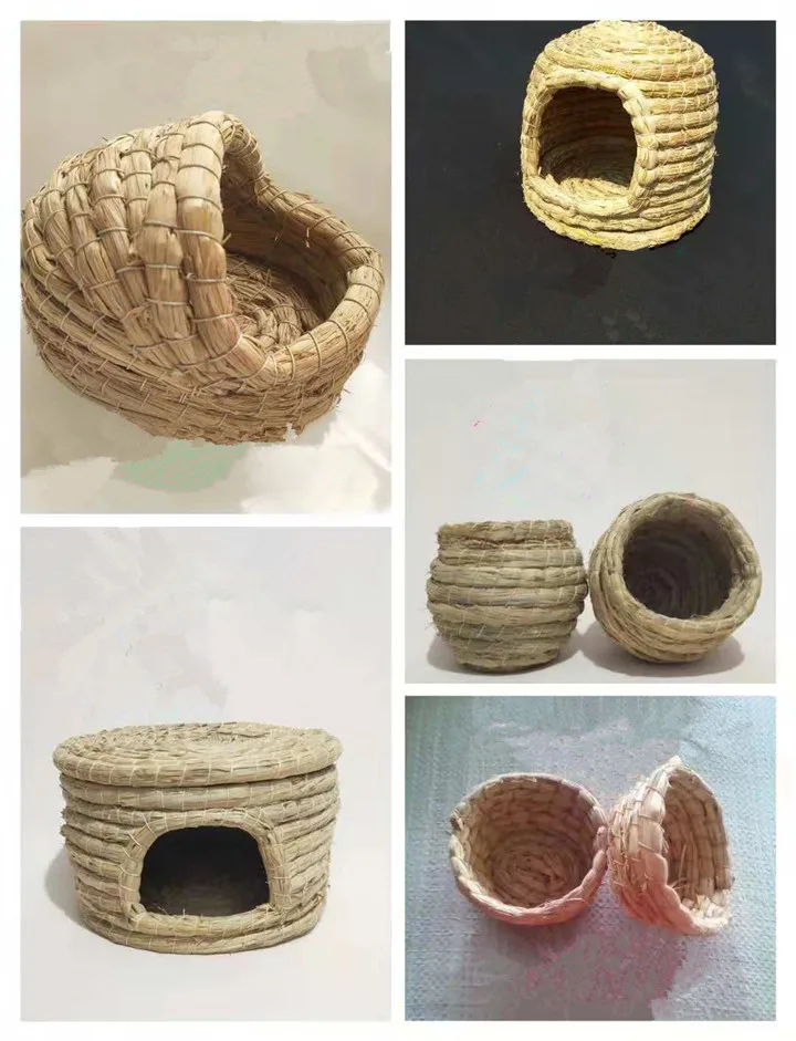 手工制作的天然稻草鸟笼房子