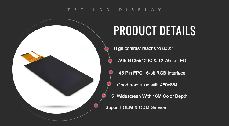 480x 854 vertical Programmable lcd display