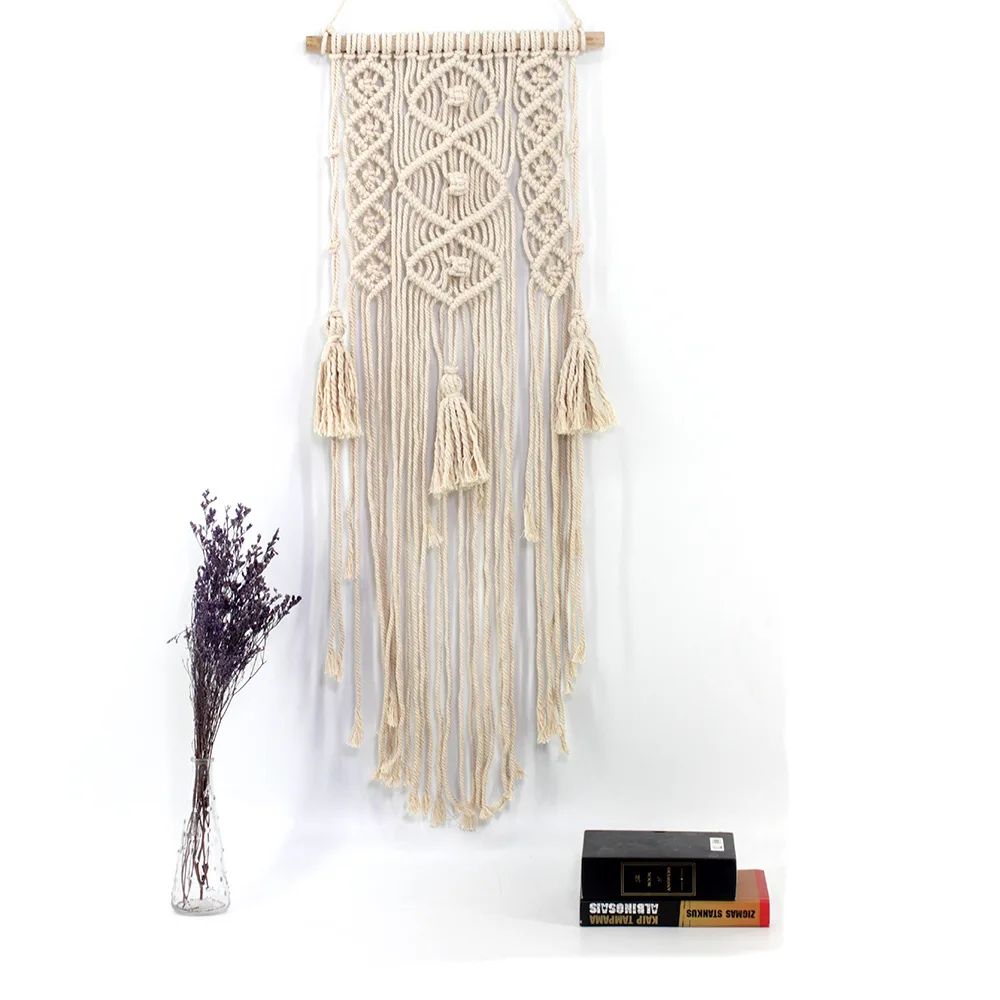 

Amazon Nordic Hand made crochet macrame ivory white cotton wall hanging