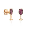 925 sterling silver rose gold ruby wine glass crystal earrings studs