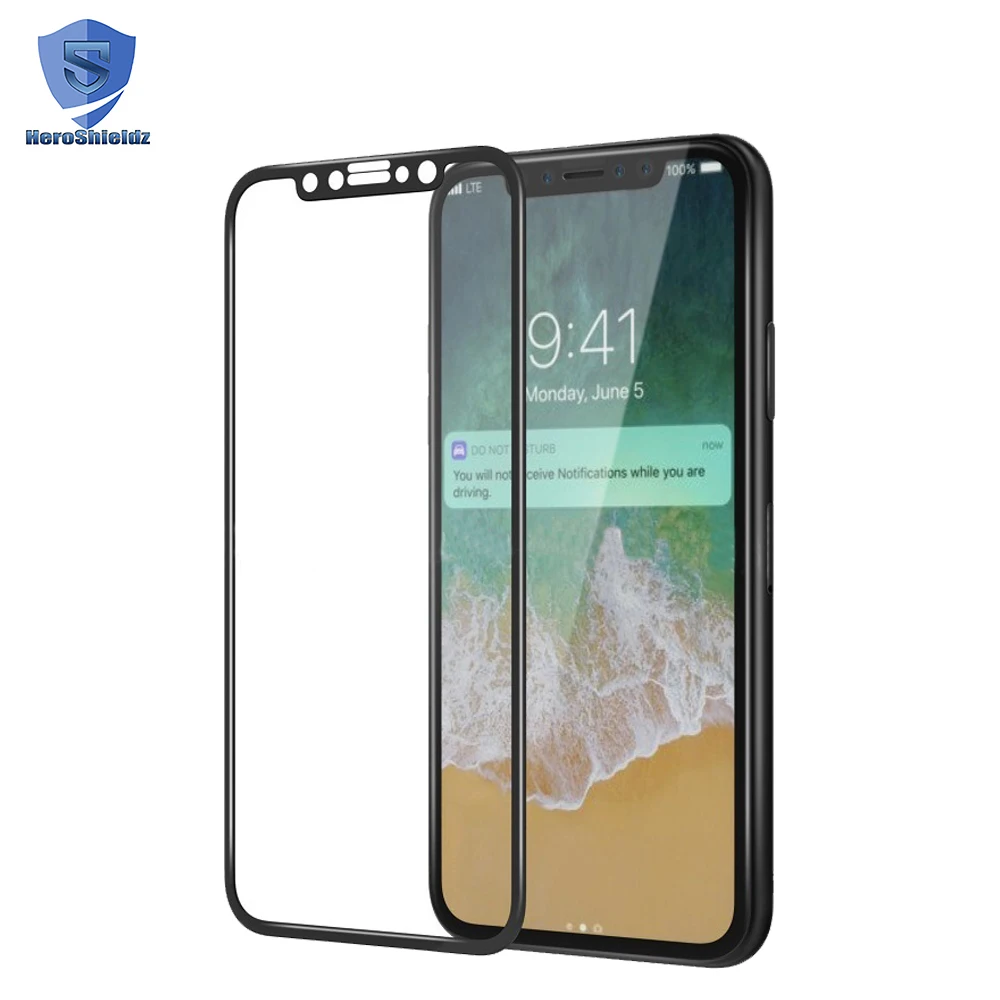 

Manufacture 6D Curved Tempered Glass For Mobile Phone,0.33mm 9H Full Cover Premium Tempered Glass Screen Protector For iPhone X, Black;white(with bottom board)
