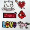 Custom wholesale cat heart horse love Logo Cheap Embroidery Iron on patches