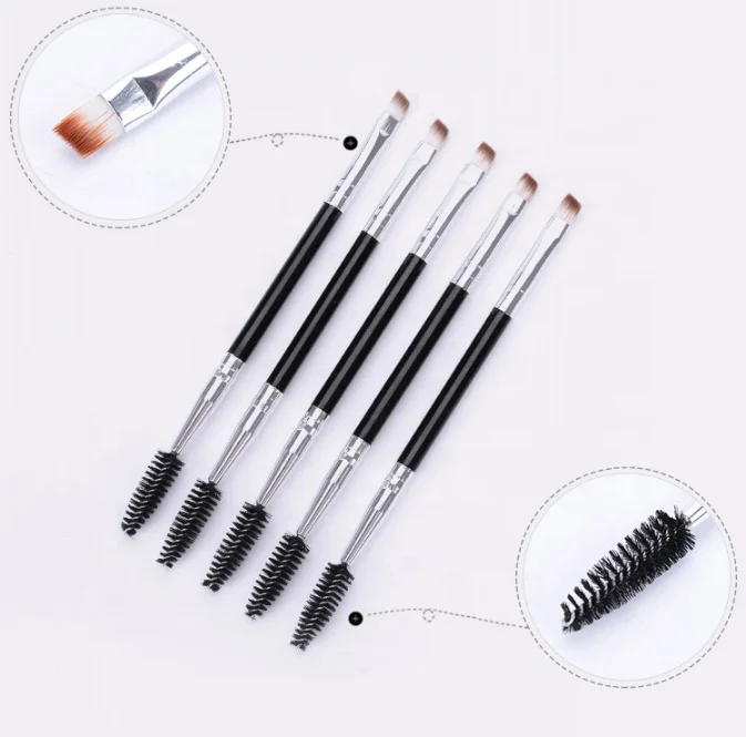 

Double Sided Angled EyeBrow Brush Logo Private Label Makeup Eyebrow Brush, Black/white