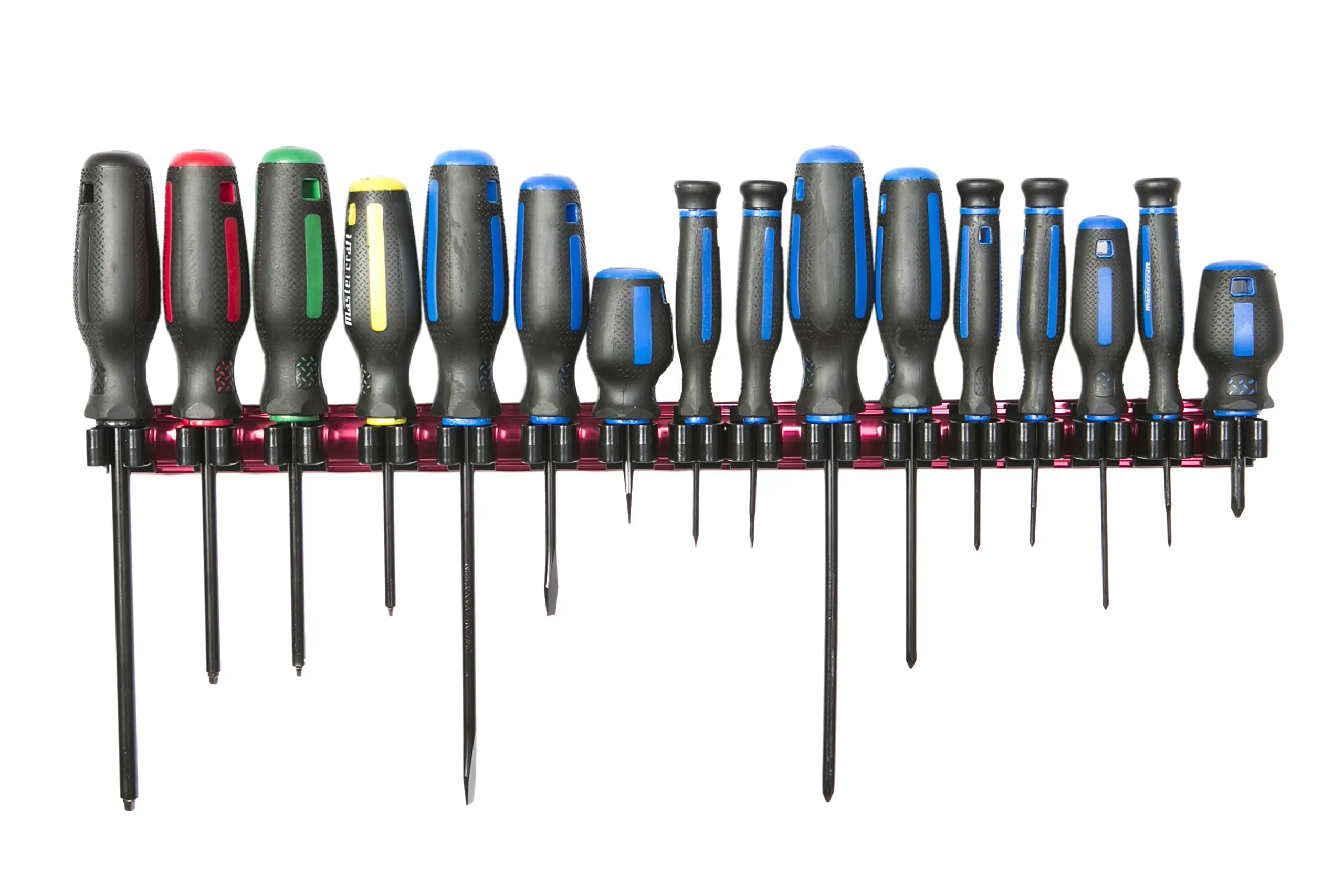 Olsa Tools Magnetic Screwdriver Organizer | Premium Quality Tool Holder | Fits up to 16 Screwdrivers | Red