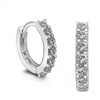 

12MM Solid 925 Sterling Silver Rhinestone Thin Mini Ear Huggie Hoop Earrings