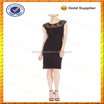 Custom Sheath Dress Lace Work Dress Women Black Lace Dress