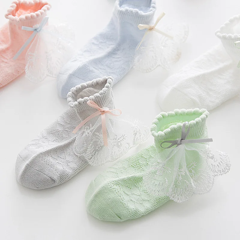 

Lovely Solid Color Baby Kids Socks With Bows 3-12 years