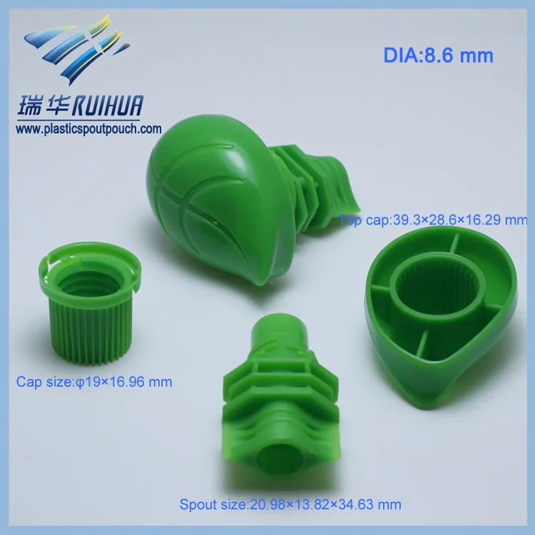 RD-028#green leaf shape spout and cap1 plastic screw cover