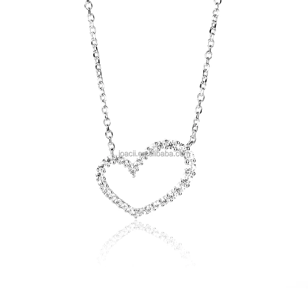 

Women Fashion 925 Sterling Silver Heart Necklace, White