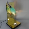 Acrylic Illuminated Sparkling Gold Wine Bottle Rotating Display Stand for expositor