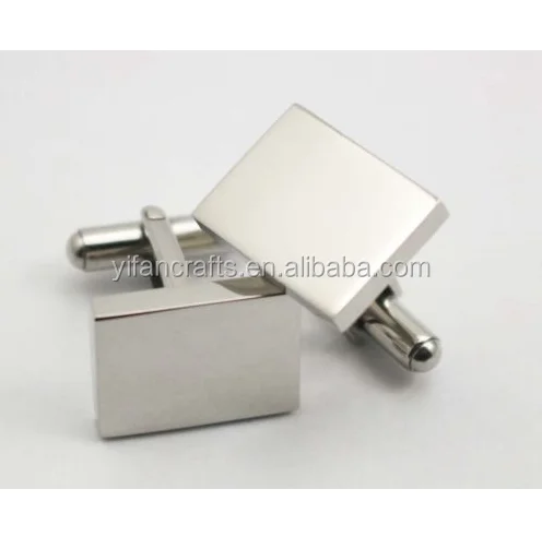 

Mans Jewelry Stainless Steel Plain Rectangular Shiny Blank Cufflink High Quality, Custom color