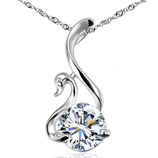 

Platinum Plated Swan Pendant Necklace Crystal Jewelry Wholesale Free shipping Swan Pendant Necklace, N/a