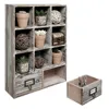 Rustic Dark Brown Wall Mounted Cubby Storage with 2 Drawers & Label Holders