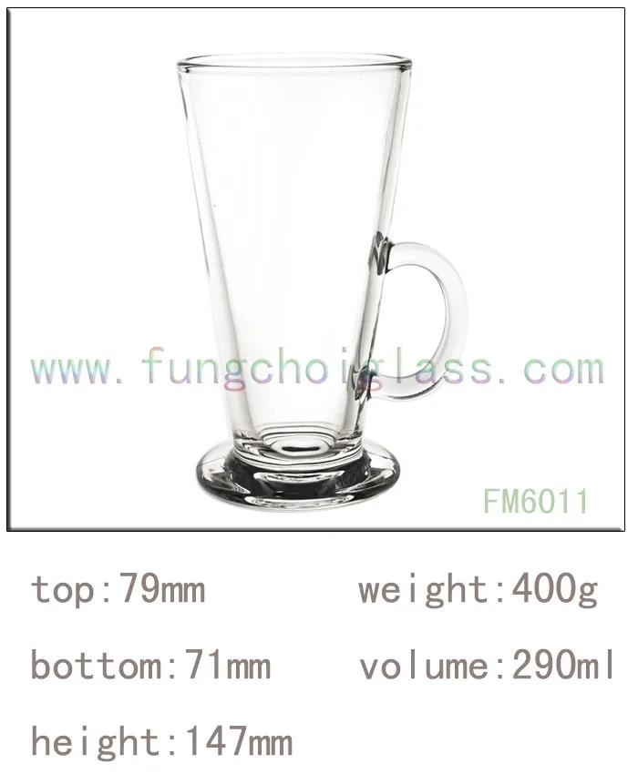 10.3oz 290ml Transparent Tall Latte Classical Ice Cream Serving Glass