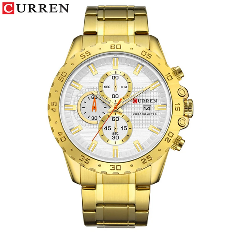 

Luxury Brand CURREN 8334 Quartz Watches Stainless Steel Chronograph Date Clock Sports Male Casual Business Quartz Wrist Watch