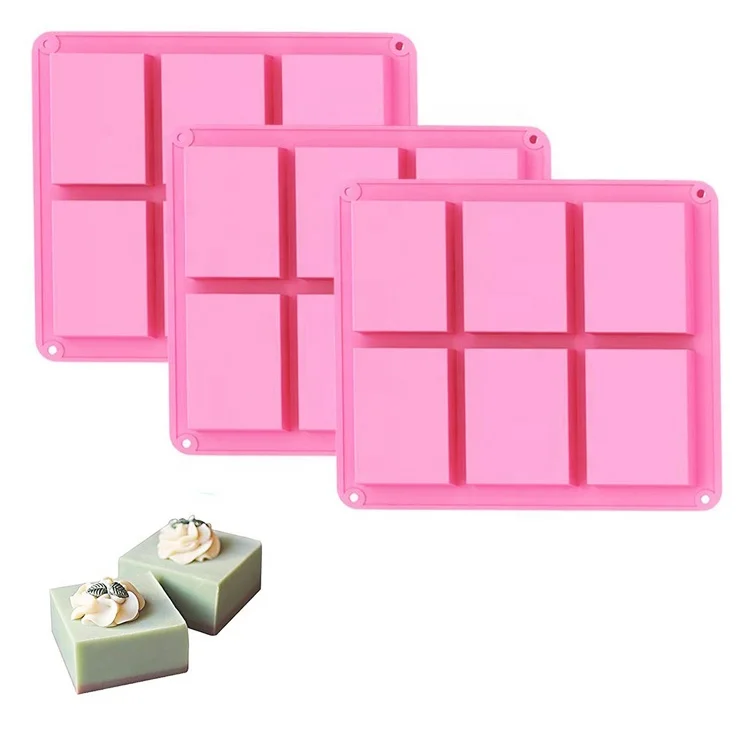 

6 Cavities Baking Silicone Mold Cake Pan Silicone Soap Molds, Pink;any pantone colors