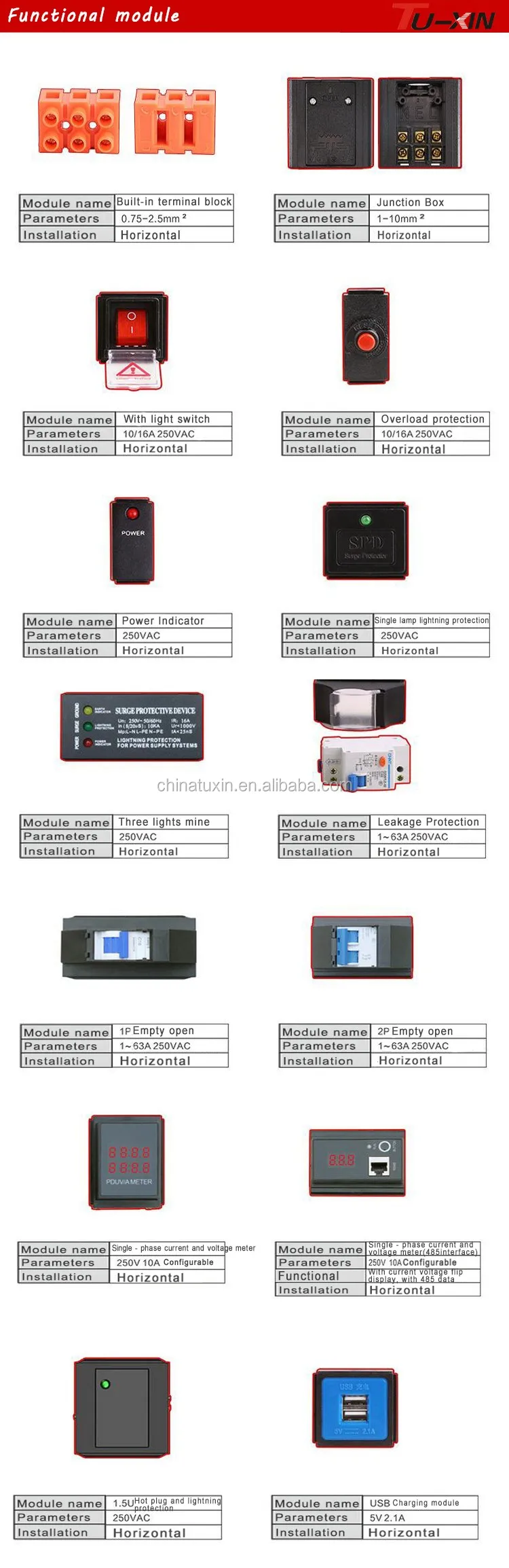 19 inch ground universal standards PDU with switch and overload device