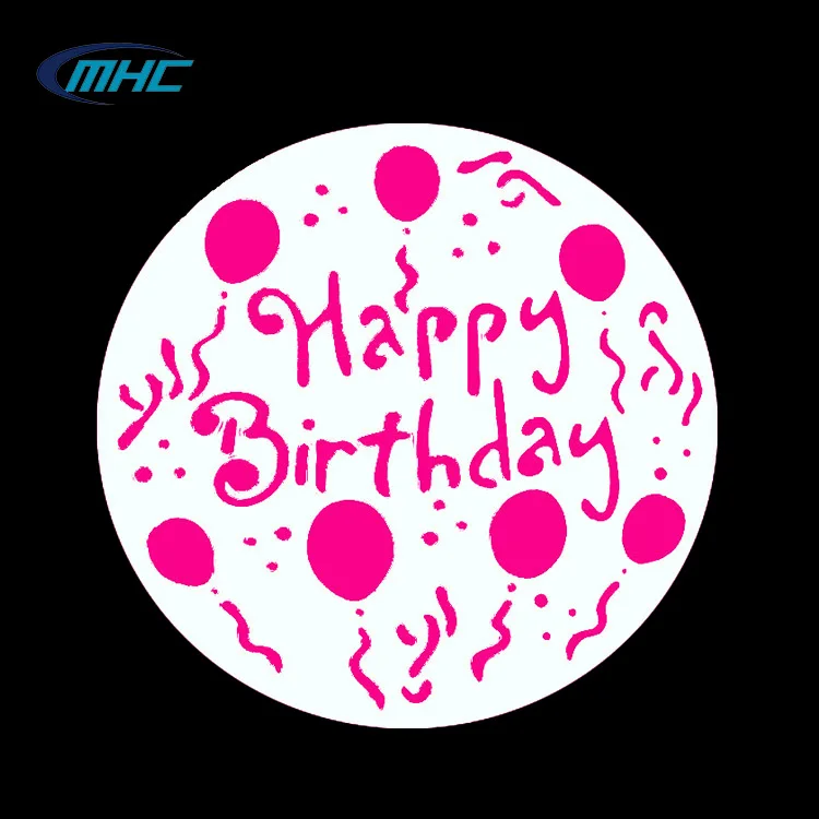 

Happy birthday written words plastic cake stencil, Customized color