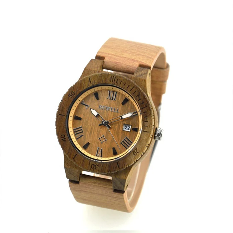 

Model new design man wristwatch soft leather band watch wooden BEWELL watch