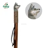 123cm hand carved animal wolf walking stick