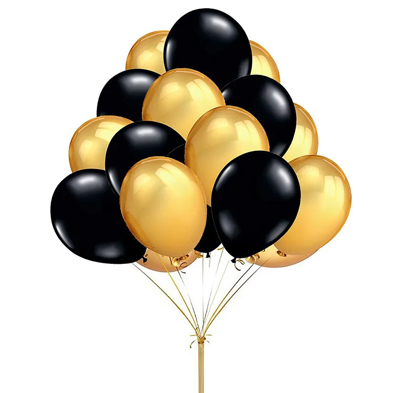 12 Inch Gold Black Latex Pearl Helium Balloon Flower Bouquet Balloons