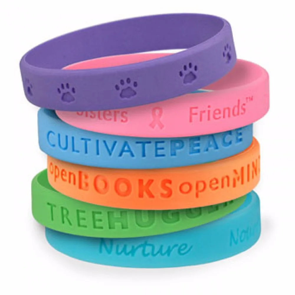 

promotional items CHEAP Glow in dark custom embossed silicone bracelet printed deboss rubber wrist bands, Any pantone colors