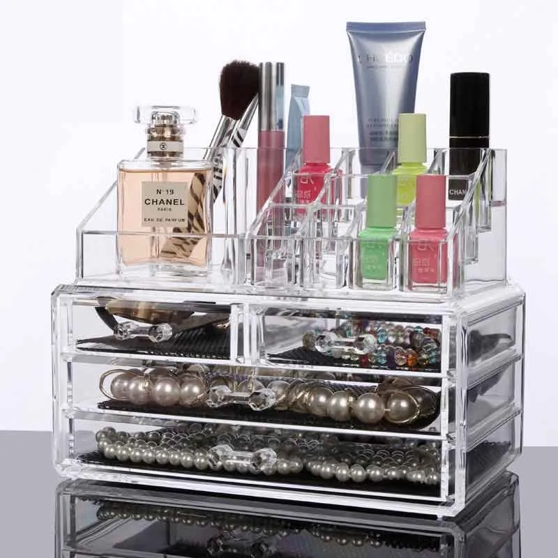 2017 Clear Acrylic Makeup Storage Container With Removable Tray - Buy ...