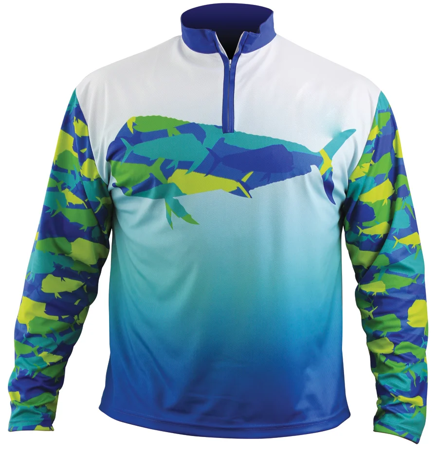 Wholesale 100 Polyester Long Sleeves Sublimation Zip Fishing Shirts