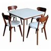 Retro solid walnut wood square coffee Table with white MDF top